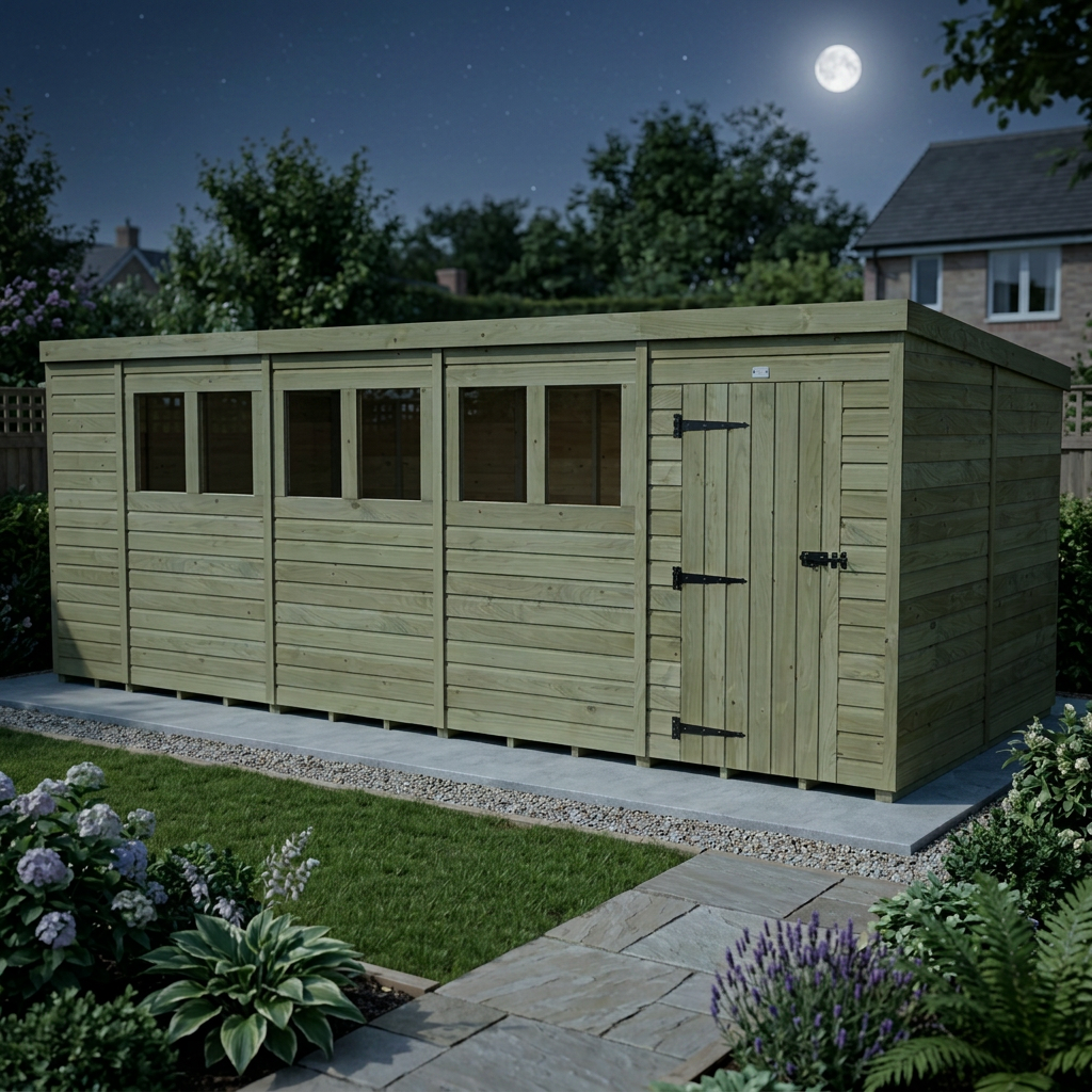 17 x 8 Pent Shed (Single Door, With Windows) - view 5