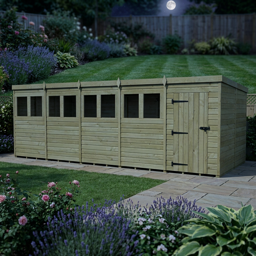 20 x 8 Pent Shed (Single Door, With Windows) - view 6
