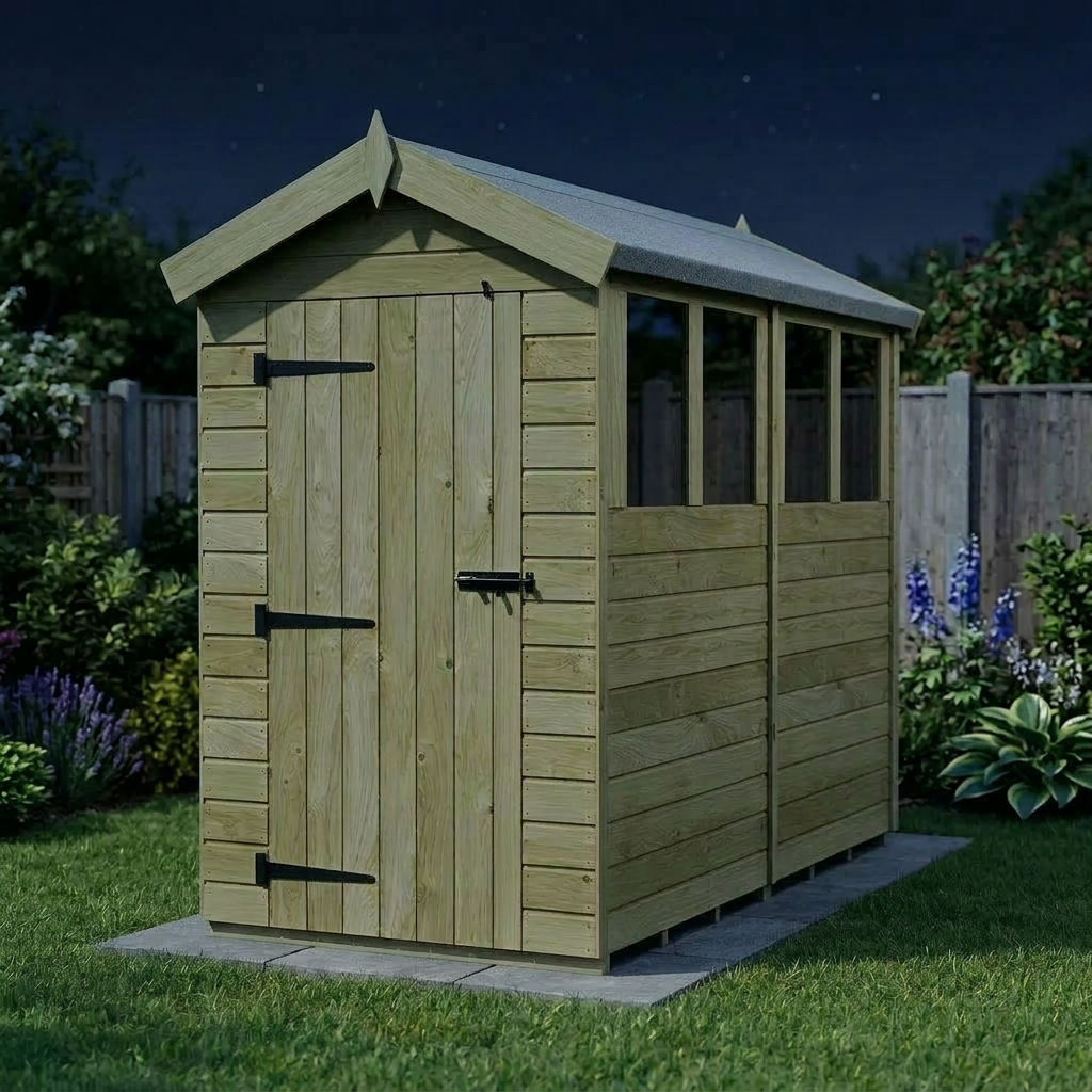 4 x 8 Apex Shed (Single Door, With Windows) - view 3