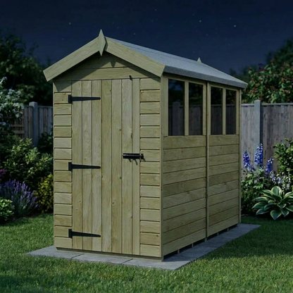 4 x 8 Apex Shed (Single Door, With Windows) - view 3