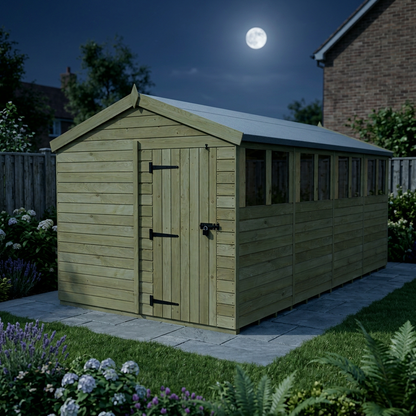 8 x 16 Apex Shed (Single Door, With Windows) - view 6