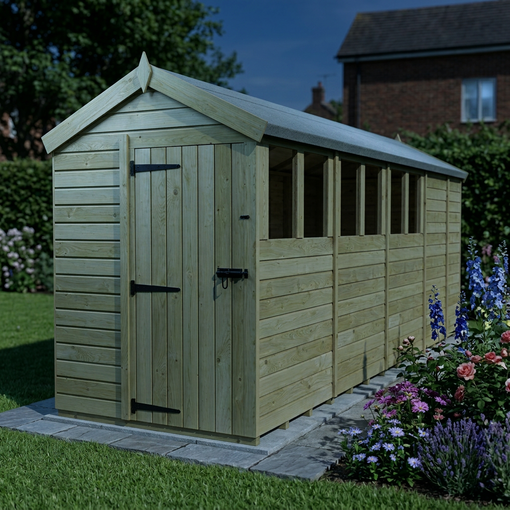 5 x 17 Apex Shed (Single Door, With Windows) - view 5