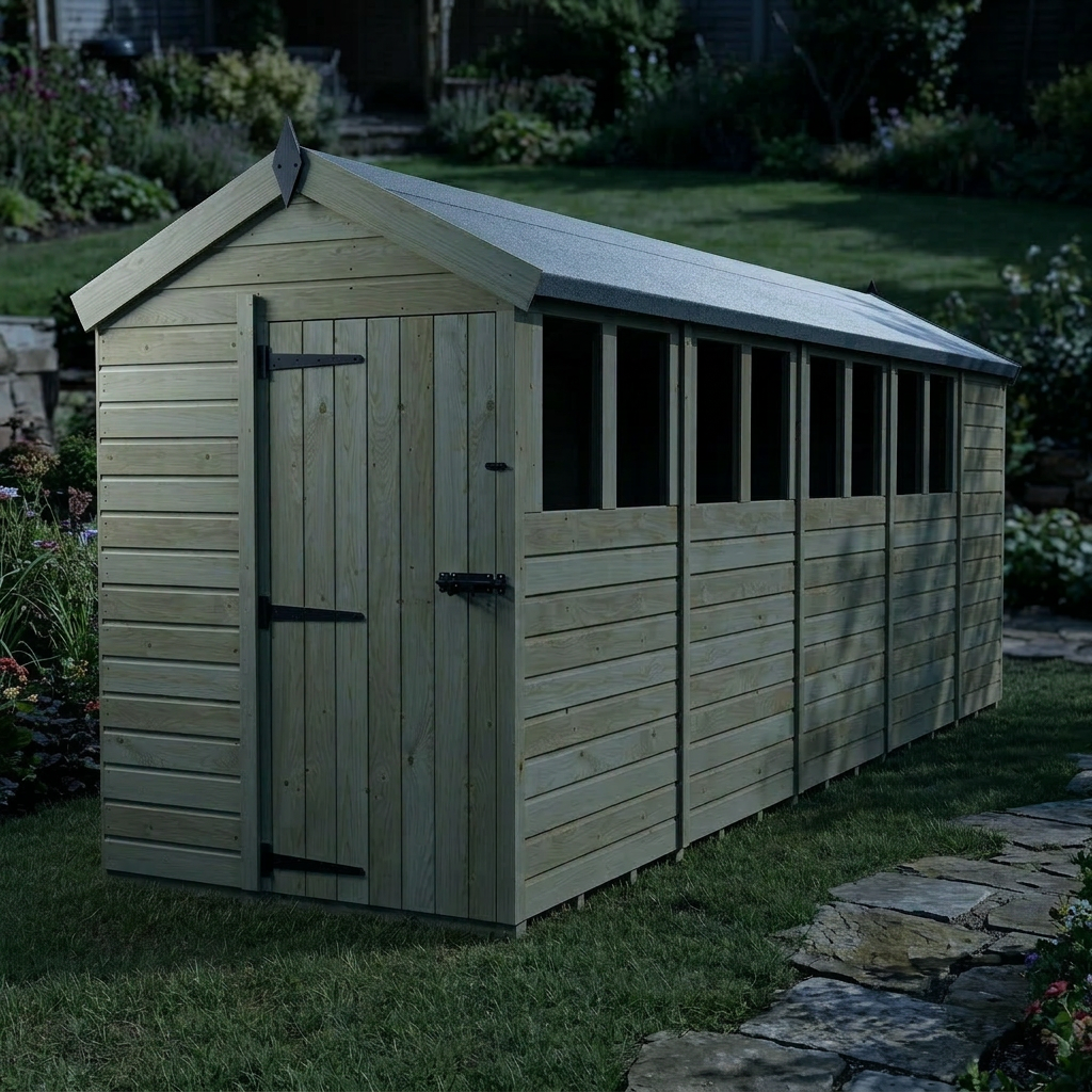 5 x 19 Apex Shed (Single Door, With Windows) - view 6