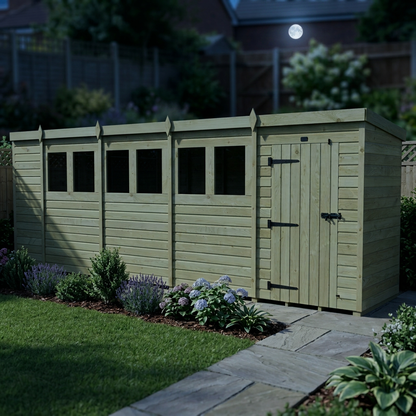 19 x 4 Pent Shed (Single Door, With Windows) - view 6