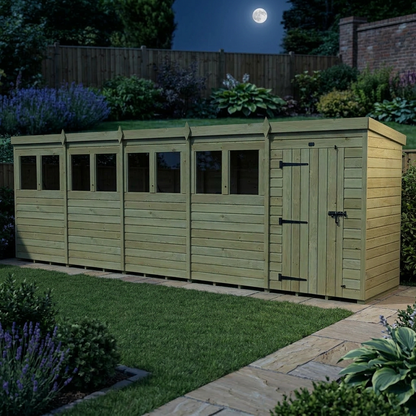20 x 4 Pent Shed (Single Door, With Windows) - view 6