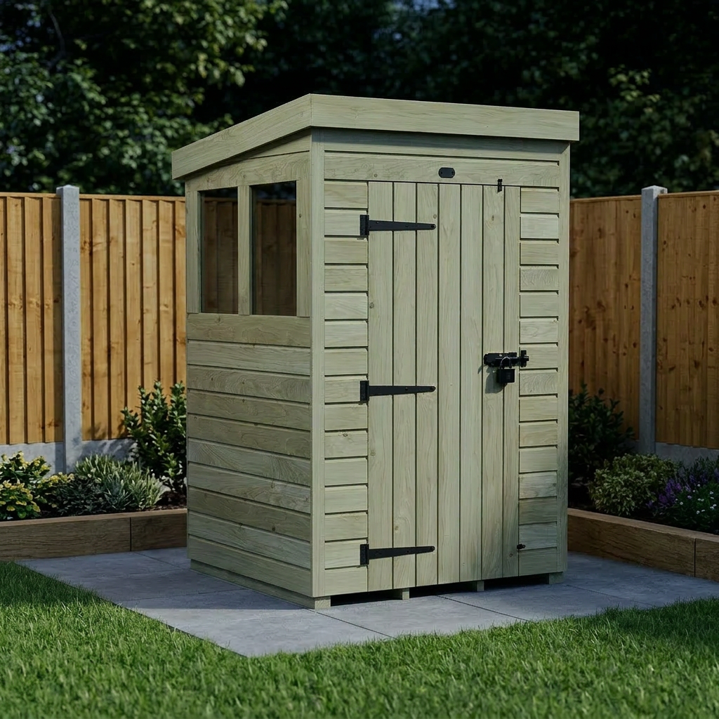 4 x 4 Pent Shed (Single Door, With Windows) - view 6