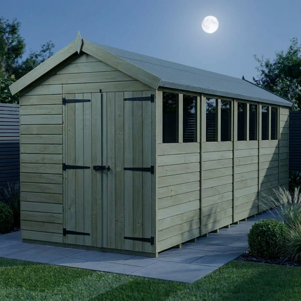 7 x 19 Apex Shed (Double Door, With Windows) - view 2