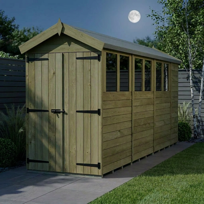 4 x 15 Apex Shed (Double Door, With Windows) - Apex Shed