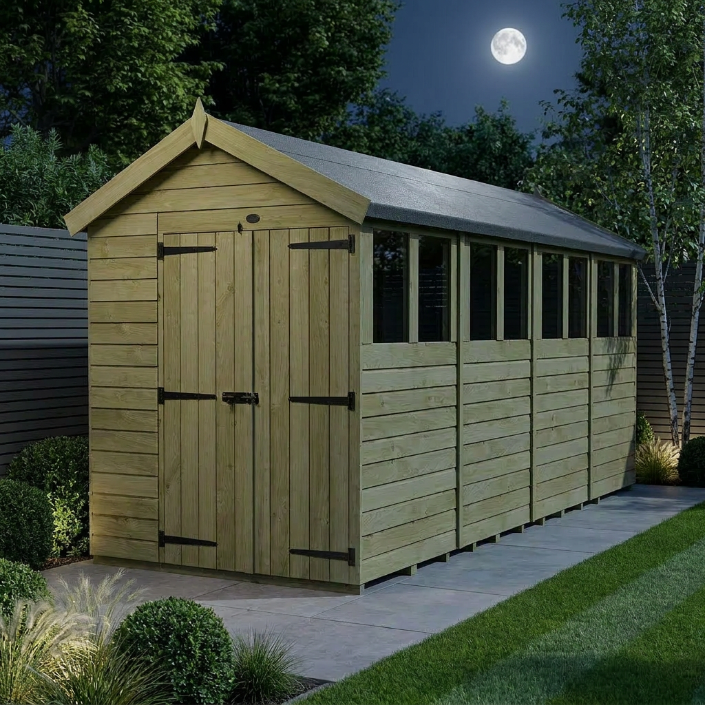 7 x 18 Apex Shed (Double Door, With Windows) - view 2