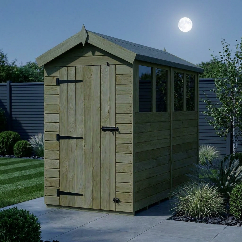 4 x 8 Apex Shed (Single Door, With Windows) - view 2
