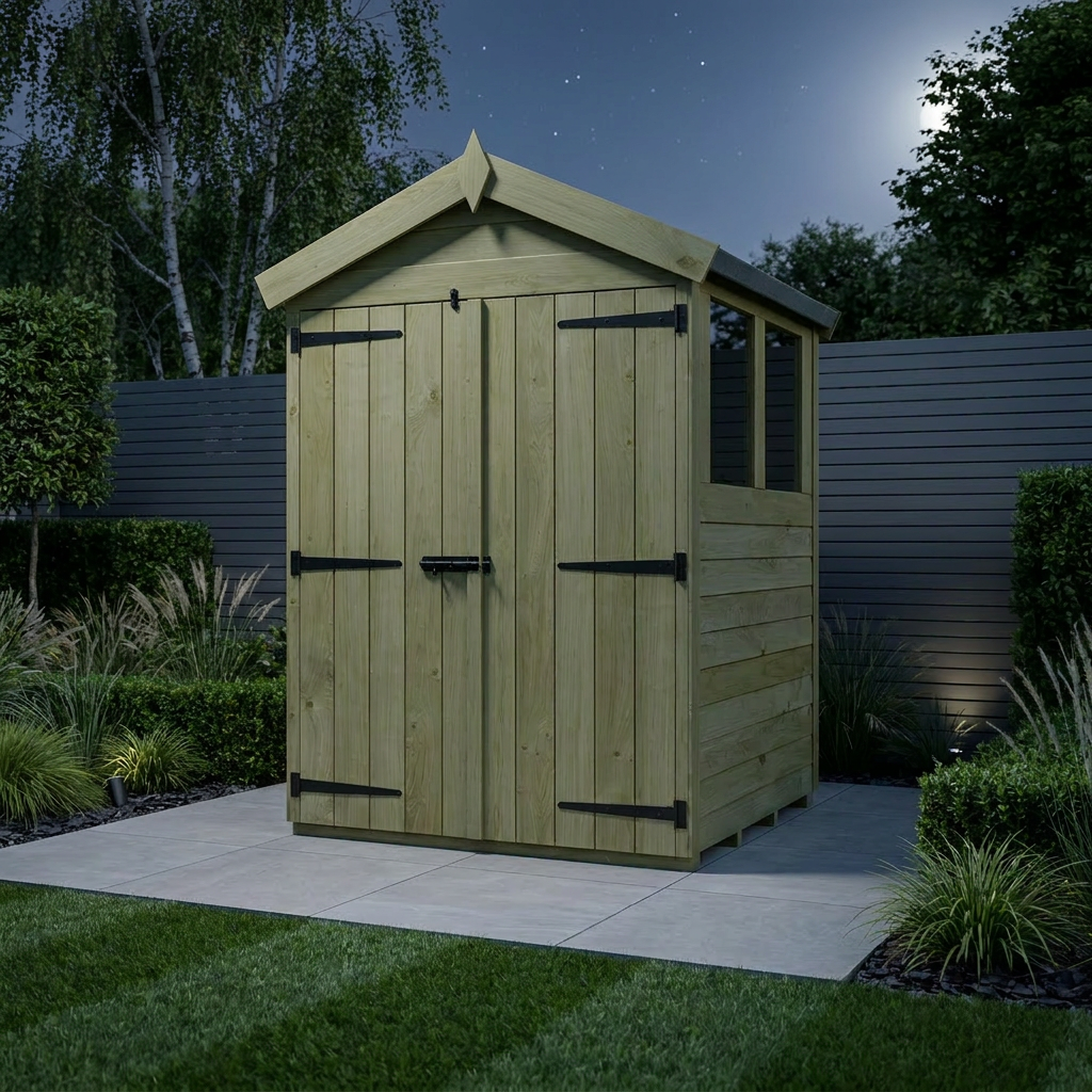 4 x 4 Apex Shed (Double Door, With Windows) - view 2