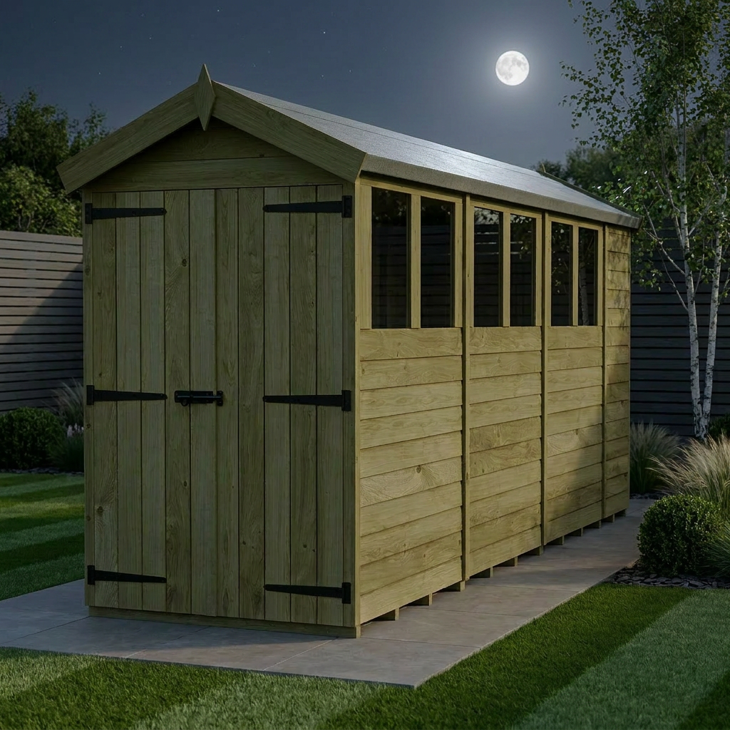 4 x 14 Apex Shed (Double Door, With Windows) - view 2