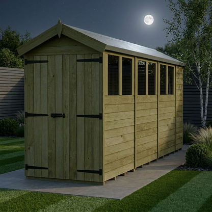 4 x 14 Apex Shed (Double Door, With Windows) - view 2