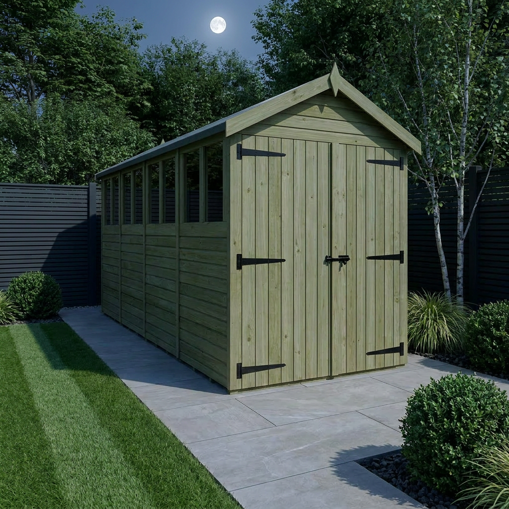 4 x 19 Apex Shed (Double Door, With Windows) - view 2
