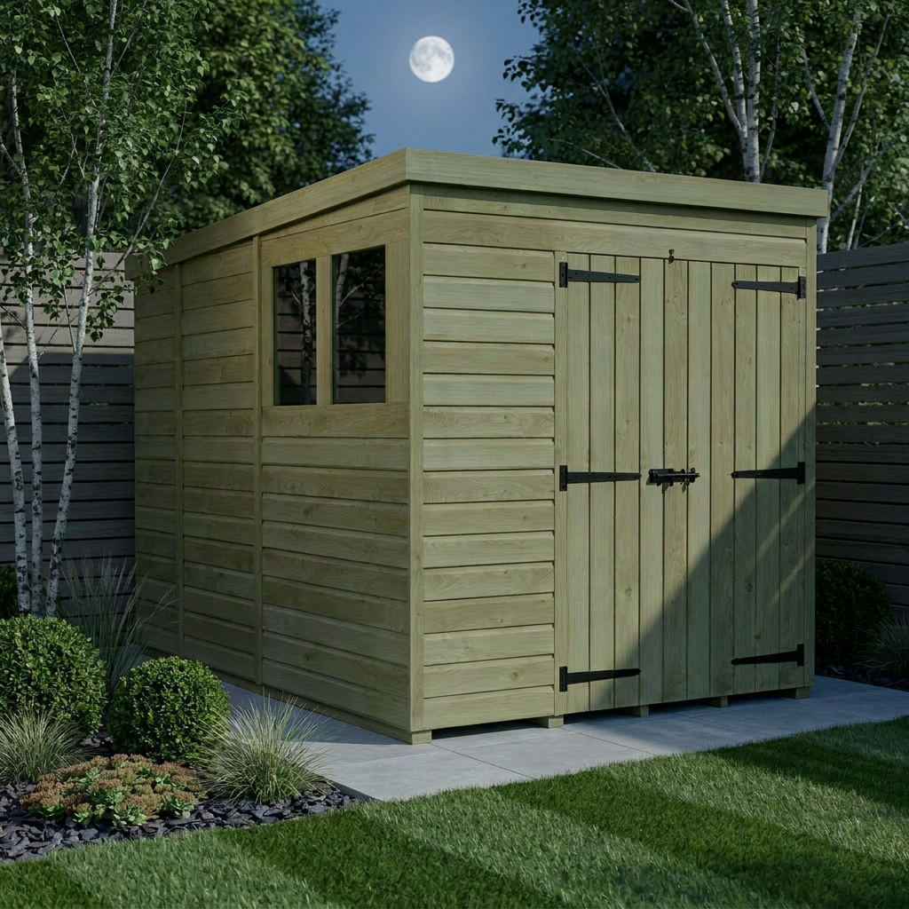 6 x 9 Pent Shed (Double Door, With Windows) - view 2