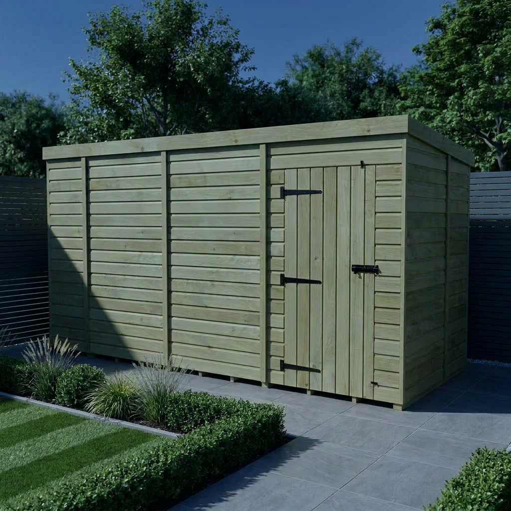 15 x 7 Pent Shed (Single Door, No Windows) - view 2