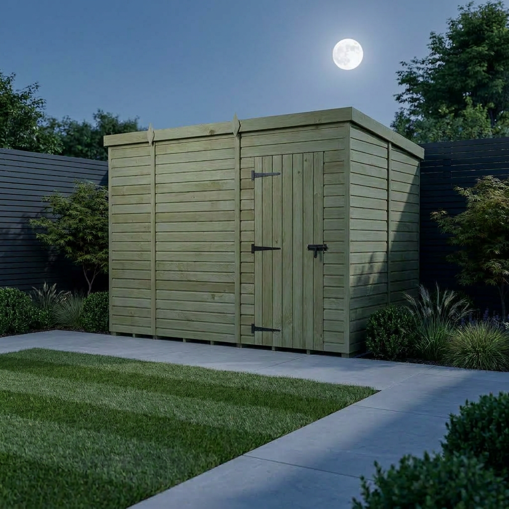 10 x 6 Pent Shed (Single Door, No Windows) - view 3