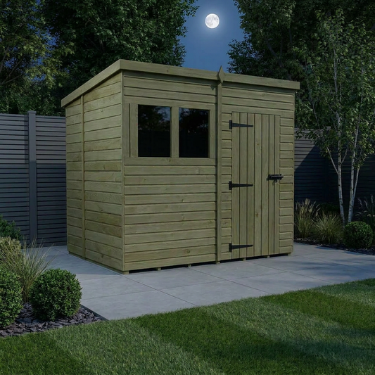 8 x 6 Pent Shed (Single Door, With Windows) - view 2