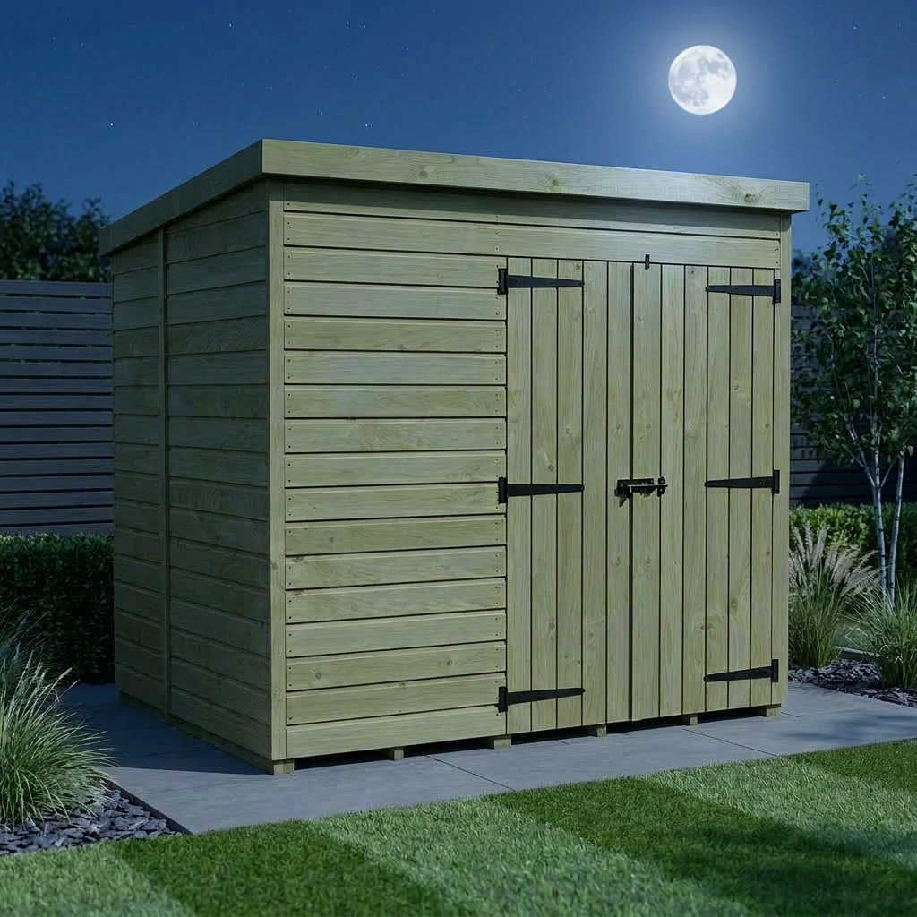 7 x 6 Pent Shed (Double Door, No Windows) - view 3