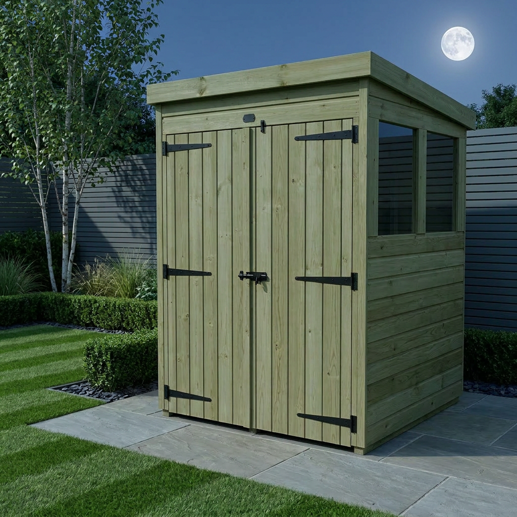 4 x 4 Pent Shed (Double Door, With Windows) - view 4