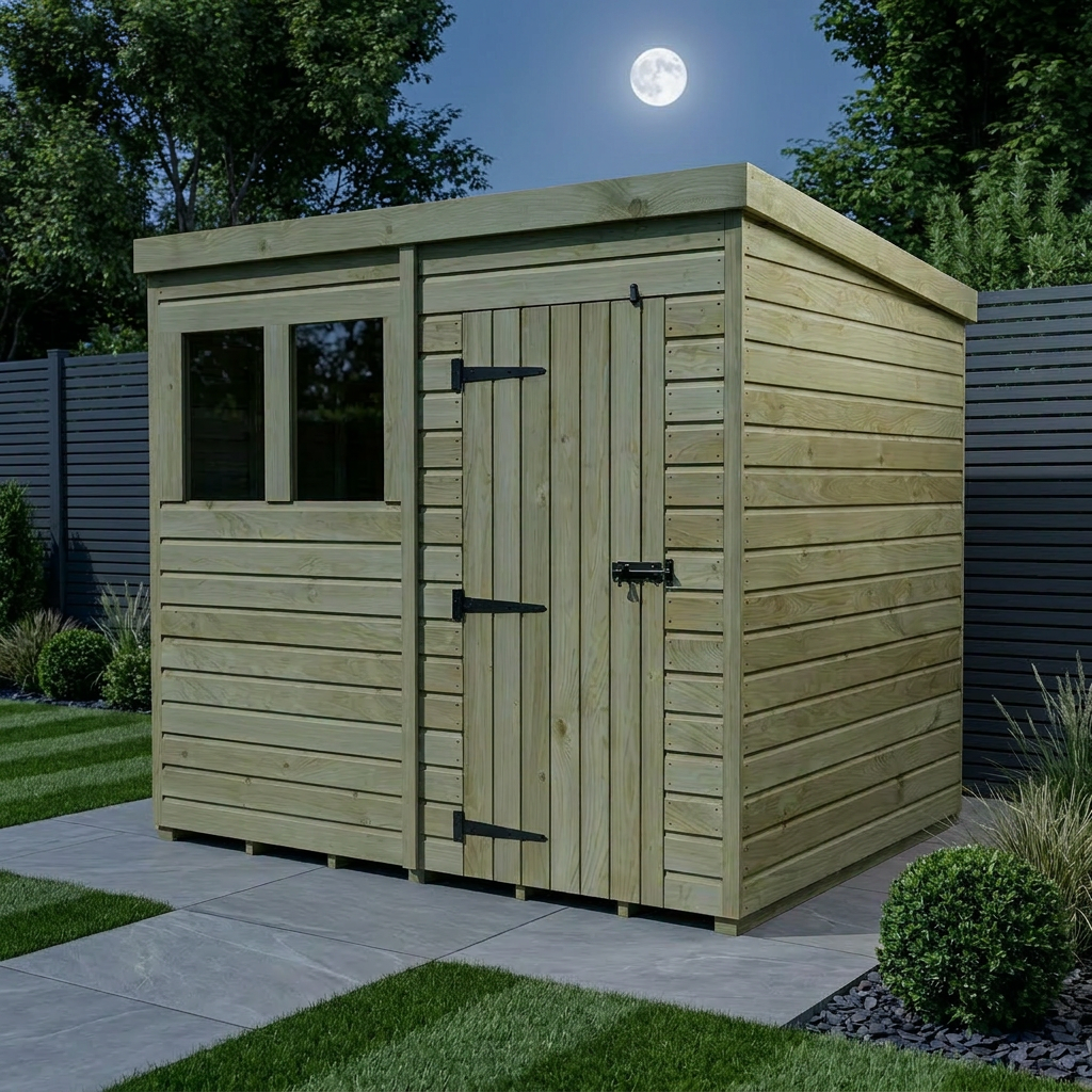 8 x 7 Pent Shed (Single Door, With Windows) - view 3