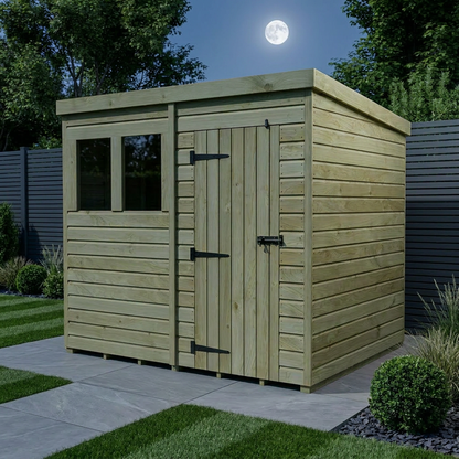 8 x 7 Pent Shed (Single Door, With Windows) - view 3