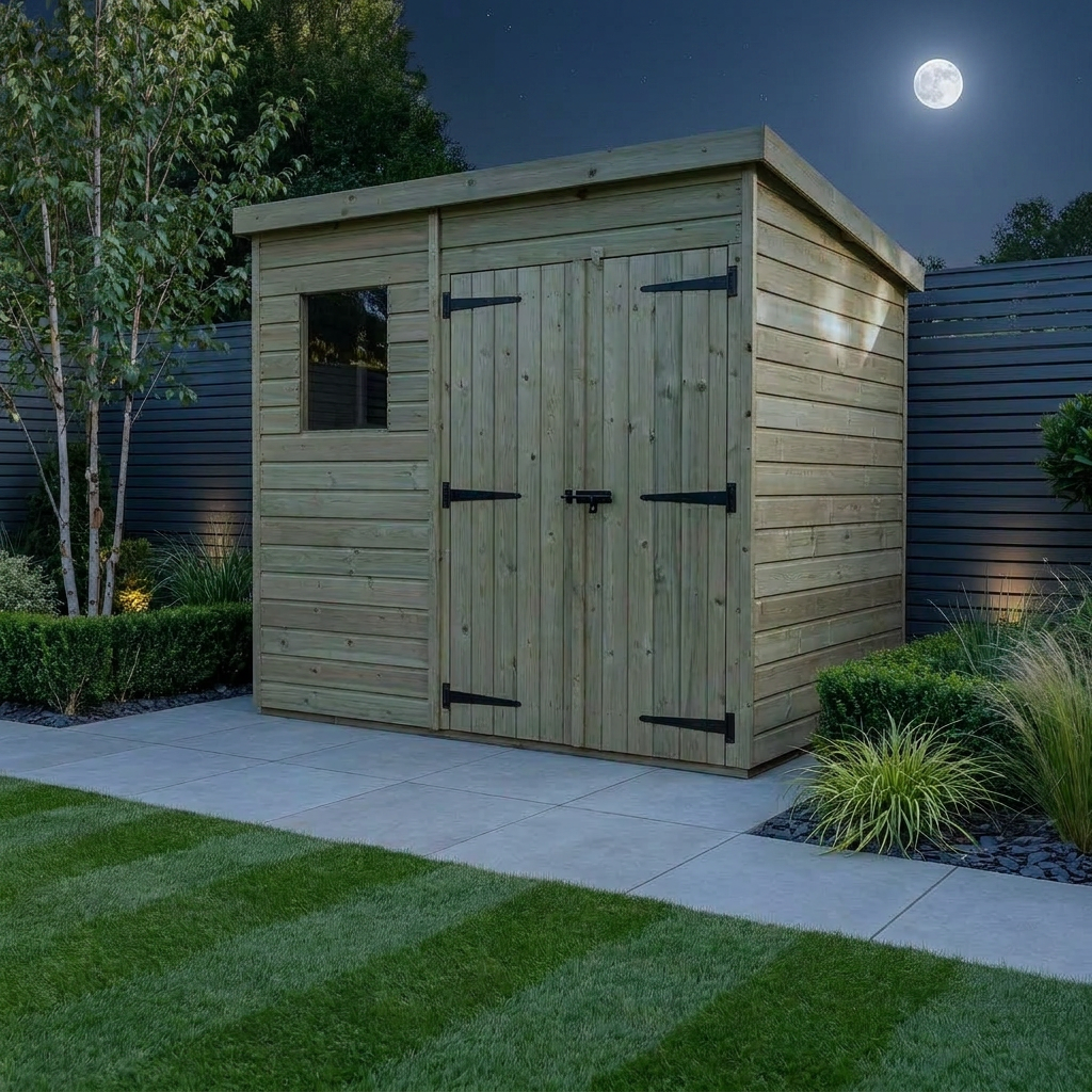 7 x 8 Pent Shed (Double Door, With Windows) - view 3
