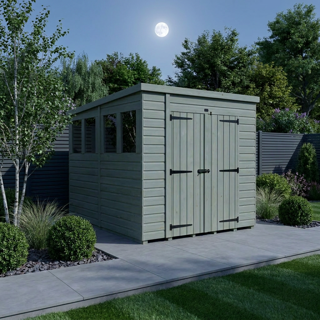 6 x 7 Pent Shed (Double Door, With Windows) - view 3