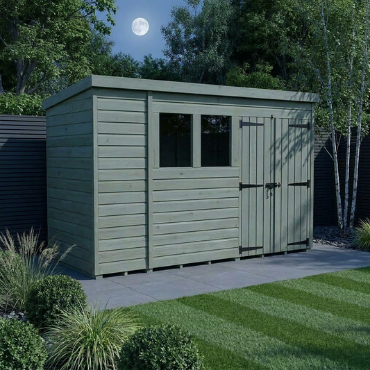 11 x 4 Pent Shed (Double Door, With Windows) - Pent Shed