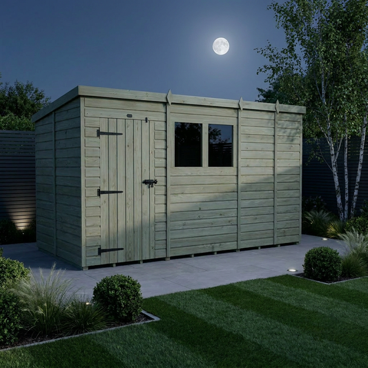 13 x 5 Pent Shed (Single Door, With Windows) - view 2