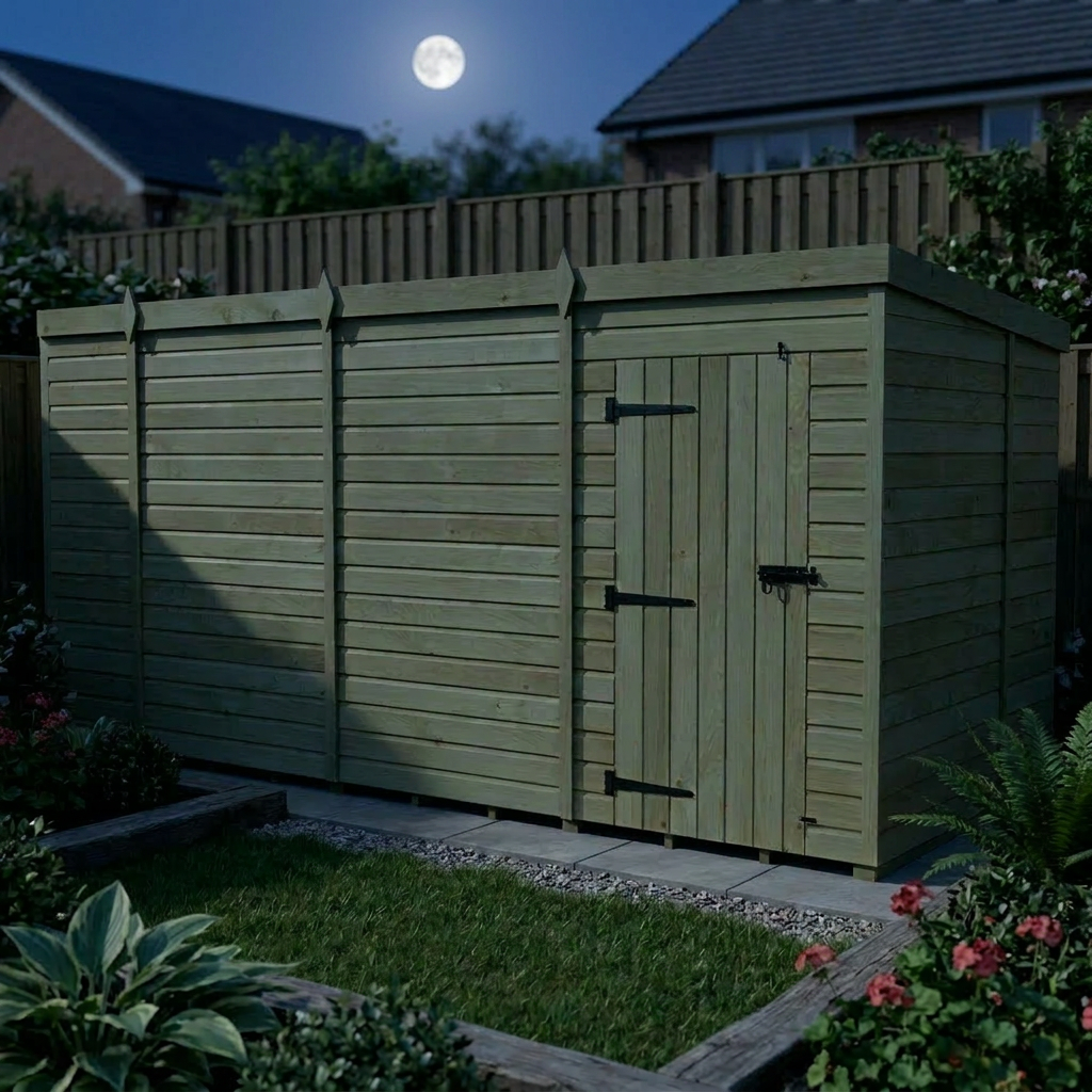 15 x 6 Pent Shed (Single Door, No Windows) - view 2