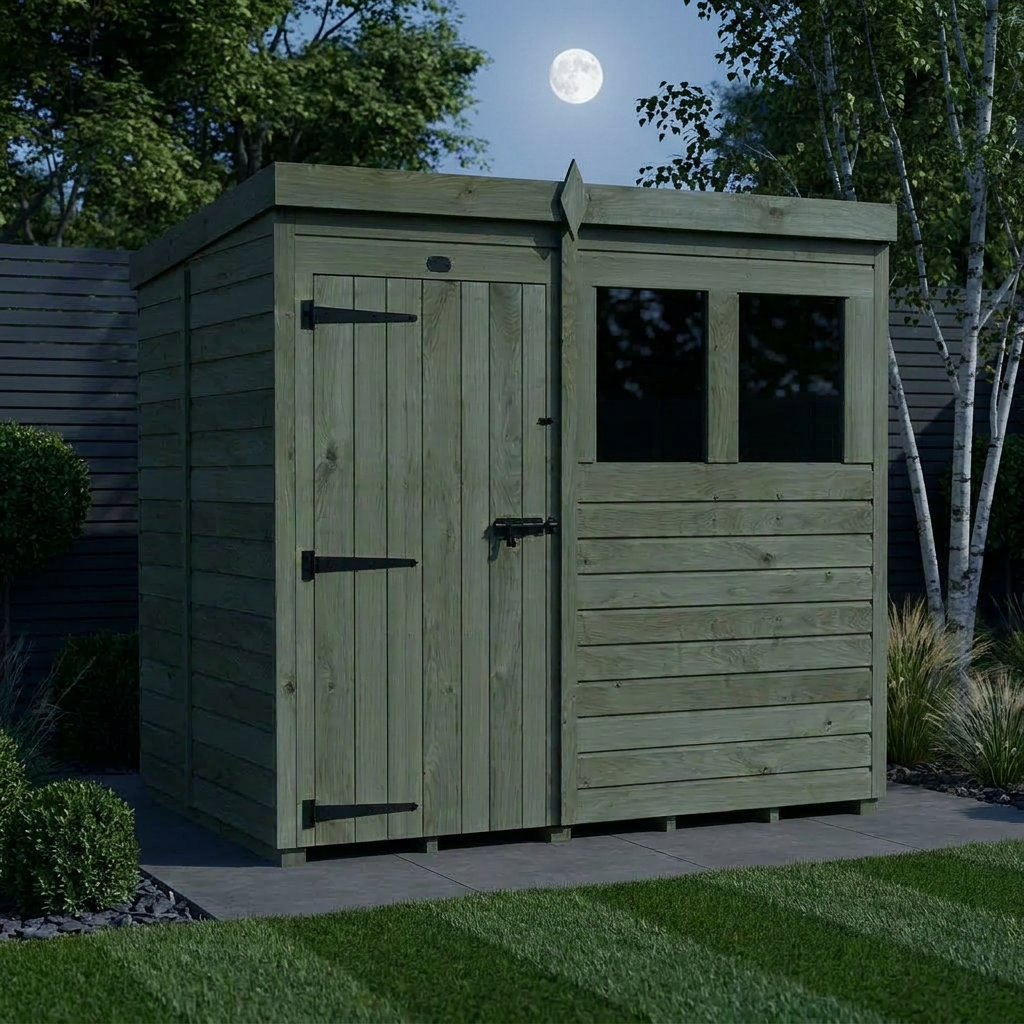 7 x 5 Pent Shed (Single Door, With Windows) - view 3
