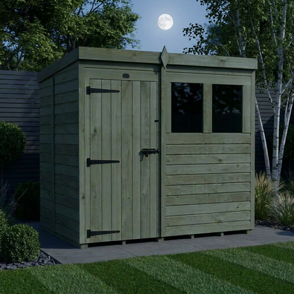 7 x 5 Pent Shed (Single Door, With Windows) - view 3