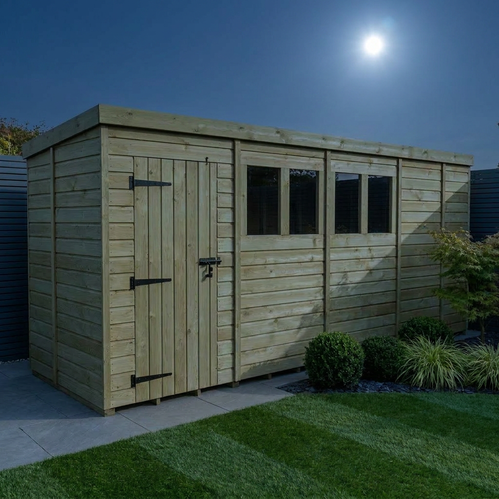 17 x 5 Pent Shed (Single Door, With Windows) - view 2