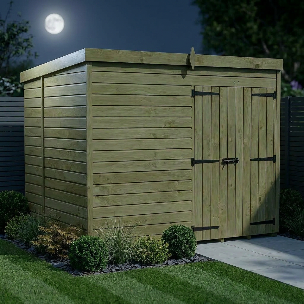 8 x 6 Pent Shed (Double Door, No Windows) - view 5