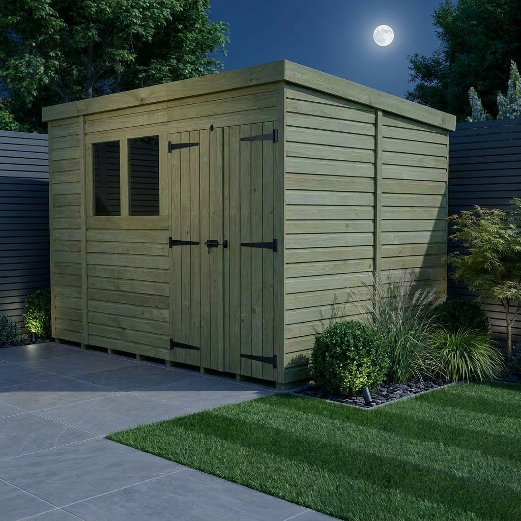 9 x 6 Pent Shed (Double Door, With Windows) - view 4