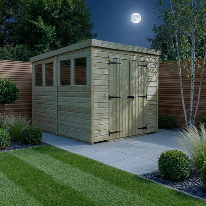 6 x 8 Pent Shed (Double Door, With Windows) - Pent Shed