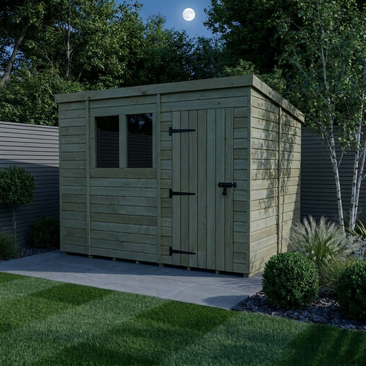 10 x 7 Pent Shed (Single Door, With Windows) - view 2