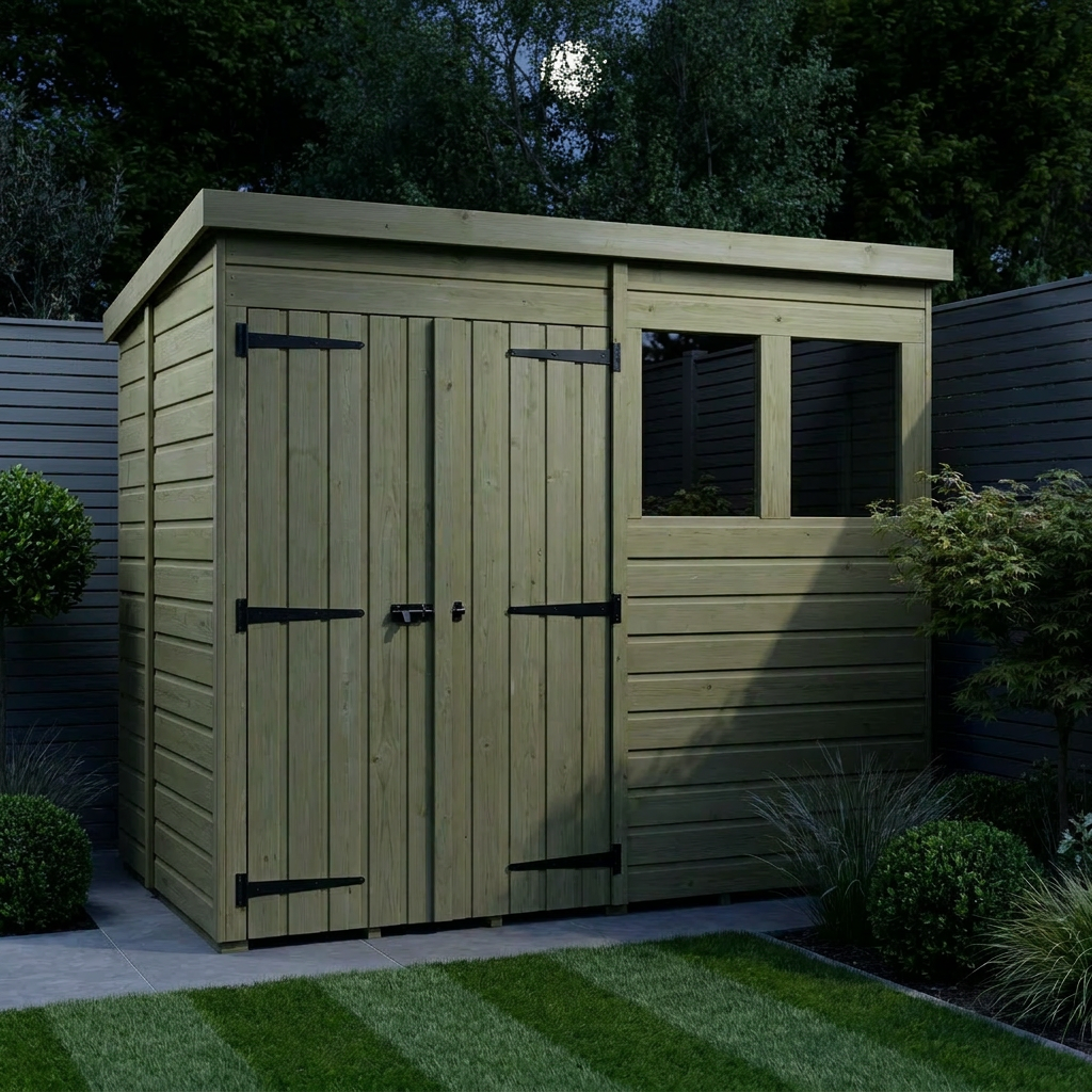 8 x 5 Pent Shed (Double Door, With Windows) - view 5