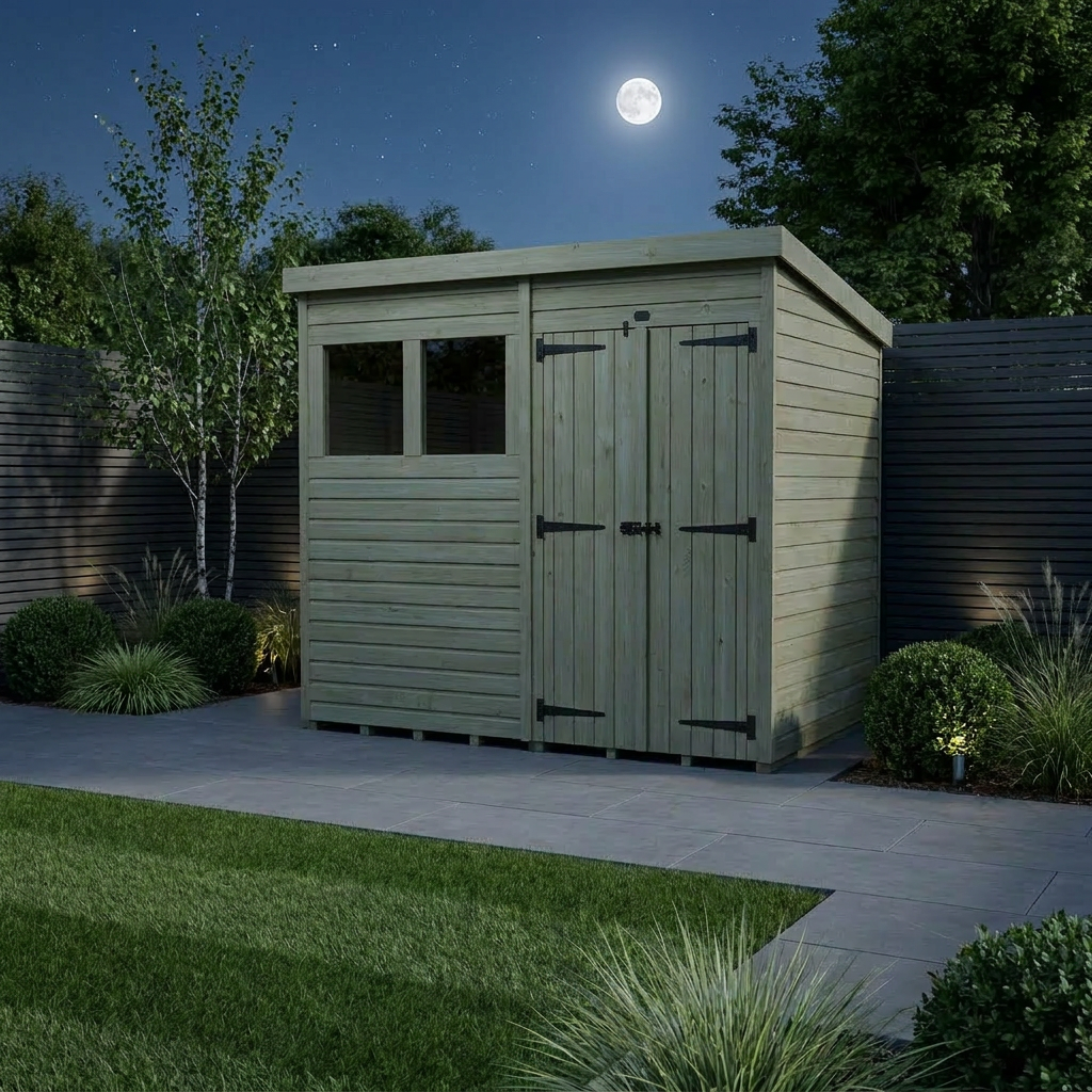 11 x 8 Pent Shed (Double Door, With Windows) - view 3