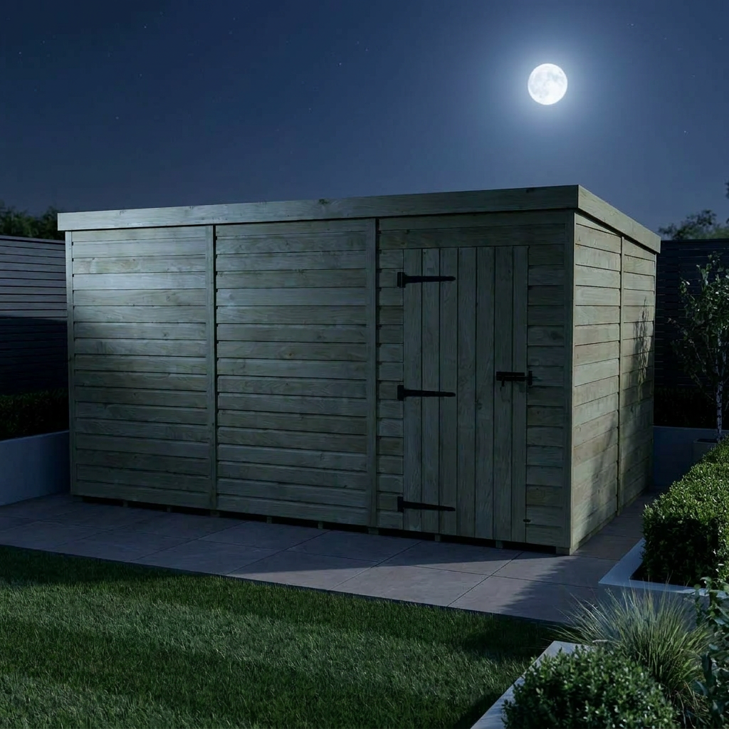 12 x 8 Pent Shed (Single Door, No Windows) - view 4