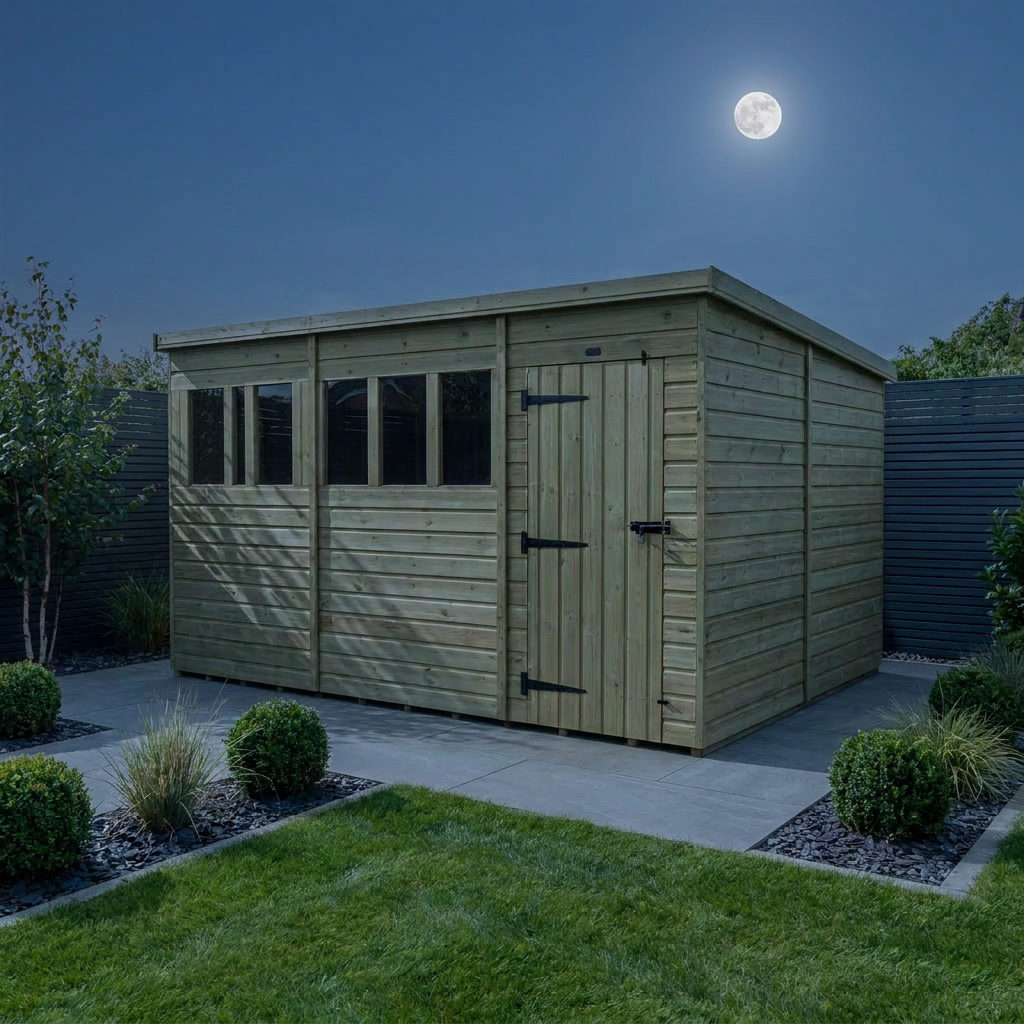 17 x 10 Pent Shed (Single Door, With Windows) - Pent Shed