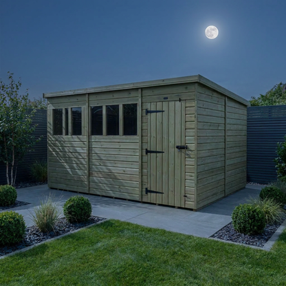 17 x 10 Pent Shed (Single Door, With Windows) - Pent Shed