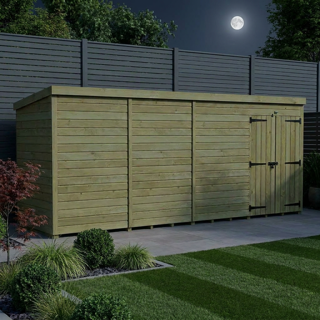18 x 4 Pent Shed (Double Door, No Windows) - view 2