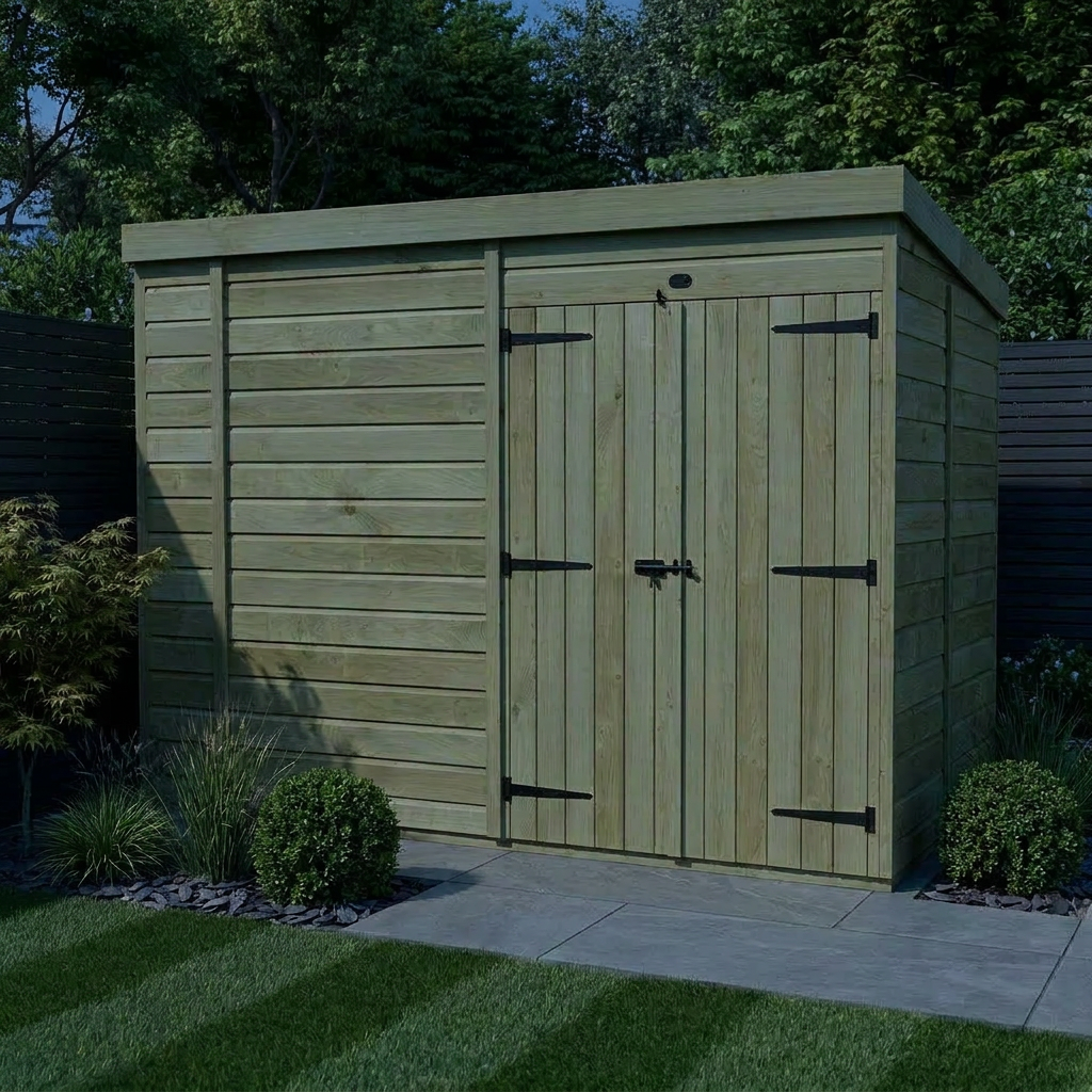 11 x 7 Pent Shed (Double Door, No Windows) - view 3