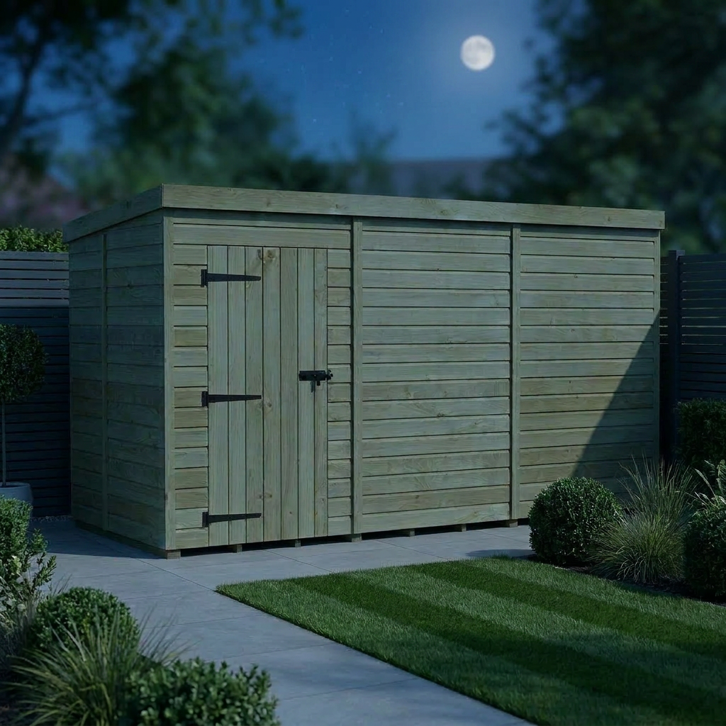 12 x 5 Pent Shed (Single Door, No Windows) - view 3