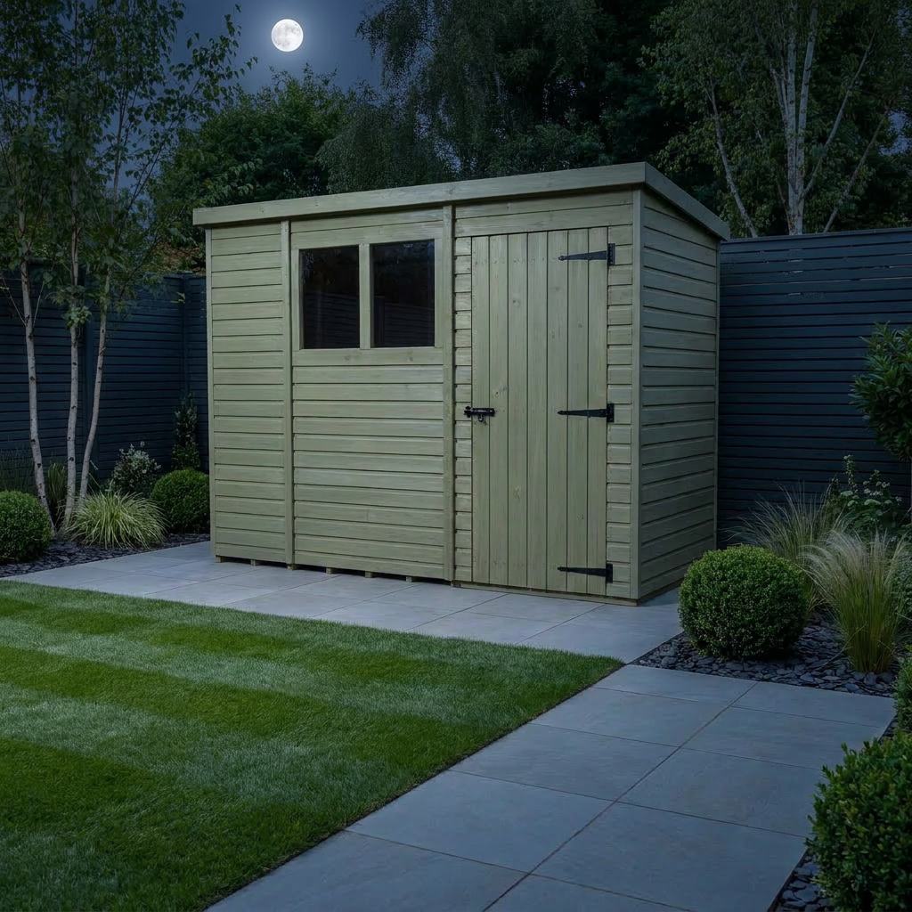 11 x 4 Pent Shed (Single Door, With Windows) - view 2