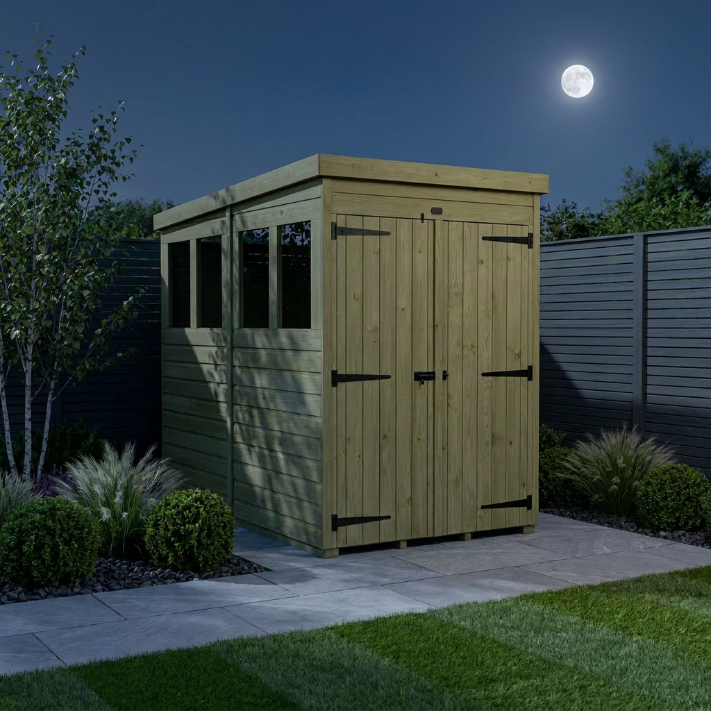 4 x 7 Pent Shed (Double Door, With Windows) - view 2