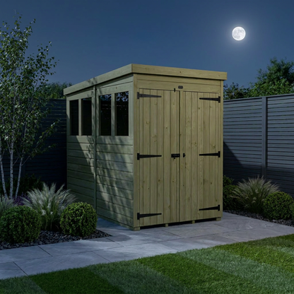 4 x 7 Pent Shed (Double Door, With Windows) - view 2
