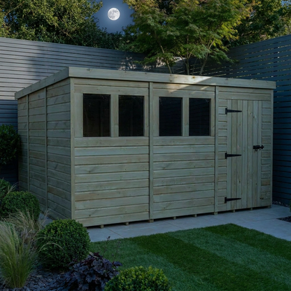 12 x 10 Pent Shed (Single Door, With Windows) - view 2